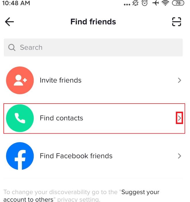 Find someone on Tiktok through phone contacts on Android and iPhone