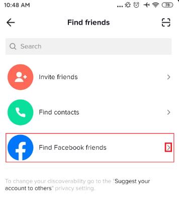 从Facebook朋友中在TikTok搜索找人