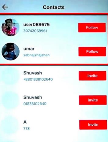 TikTok looking for people: view the contact list