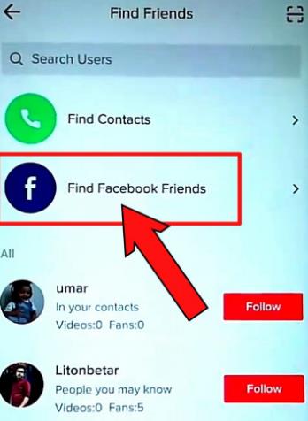 TikTok en busca de personas: ver amigos de Facebook