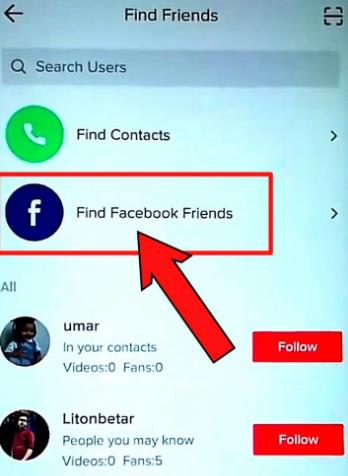 TikTok找人：查看facebook好友