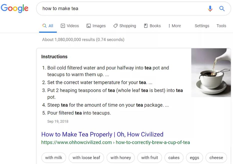 Google搜索结果以了解如何泡茶