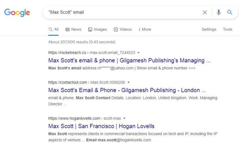 How to search and find email addresses and their associated details