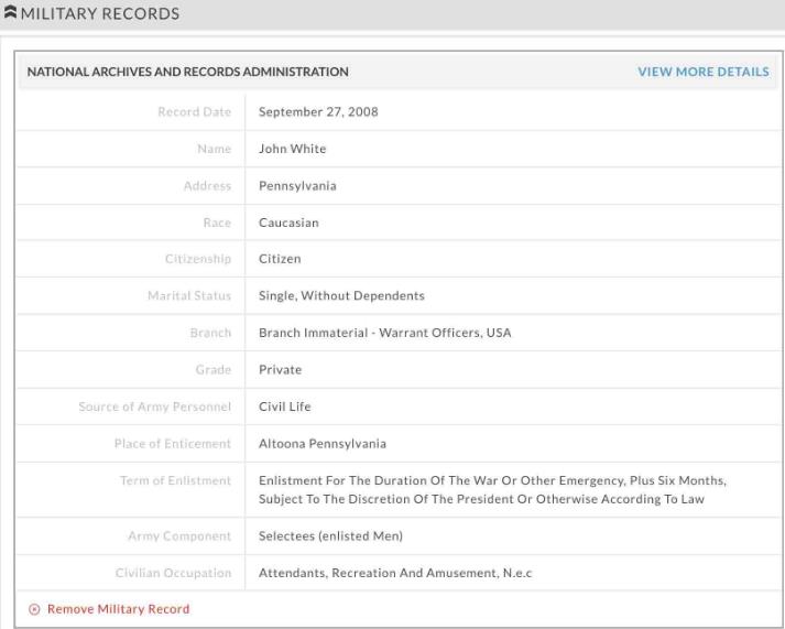 Military (military service) records found by truthfinder