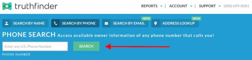 truthfinder reverse phone lookup function