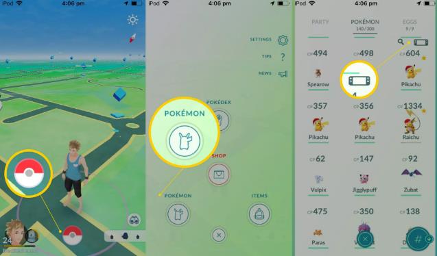 Pokemon Ball, Pokemon-Symbol, Schaltersymbol in der Pokemon Go-Anwendung