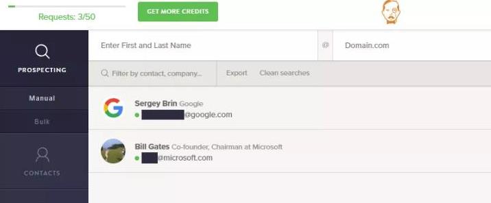 A captura de tela mostra como usar um rastreador de e-mail para encontrar um endereço de e-mail