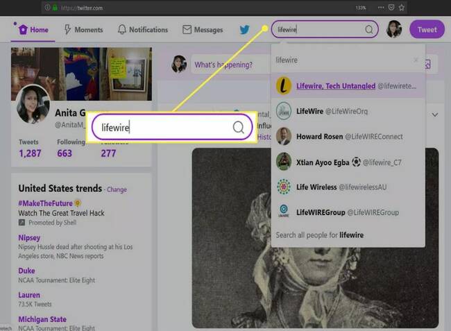 How to search for people by name on twitter desktop website