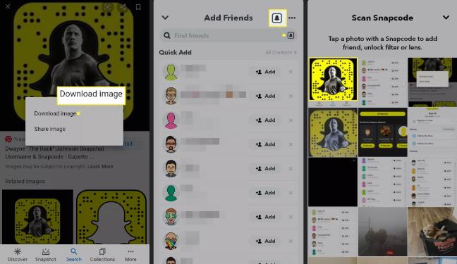 Encuentre personas en Snapchat cargando una imagen de código instantáneo