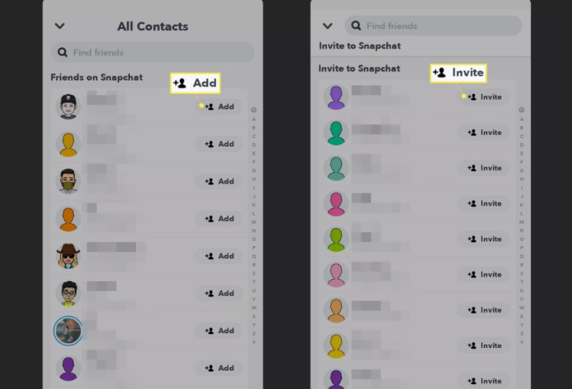 Add or invite others on snapchat