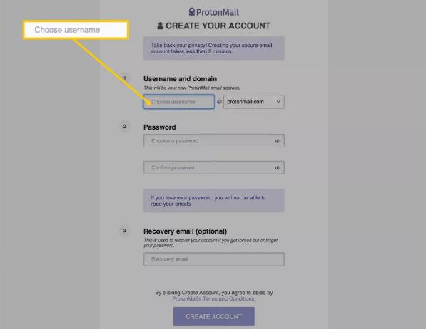 Select the username field in Protonmail