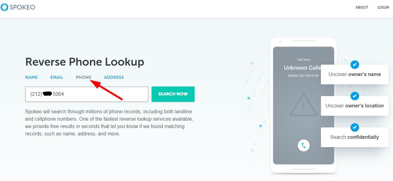 Use Spokeo to look up the address based on the US phone number Step 1