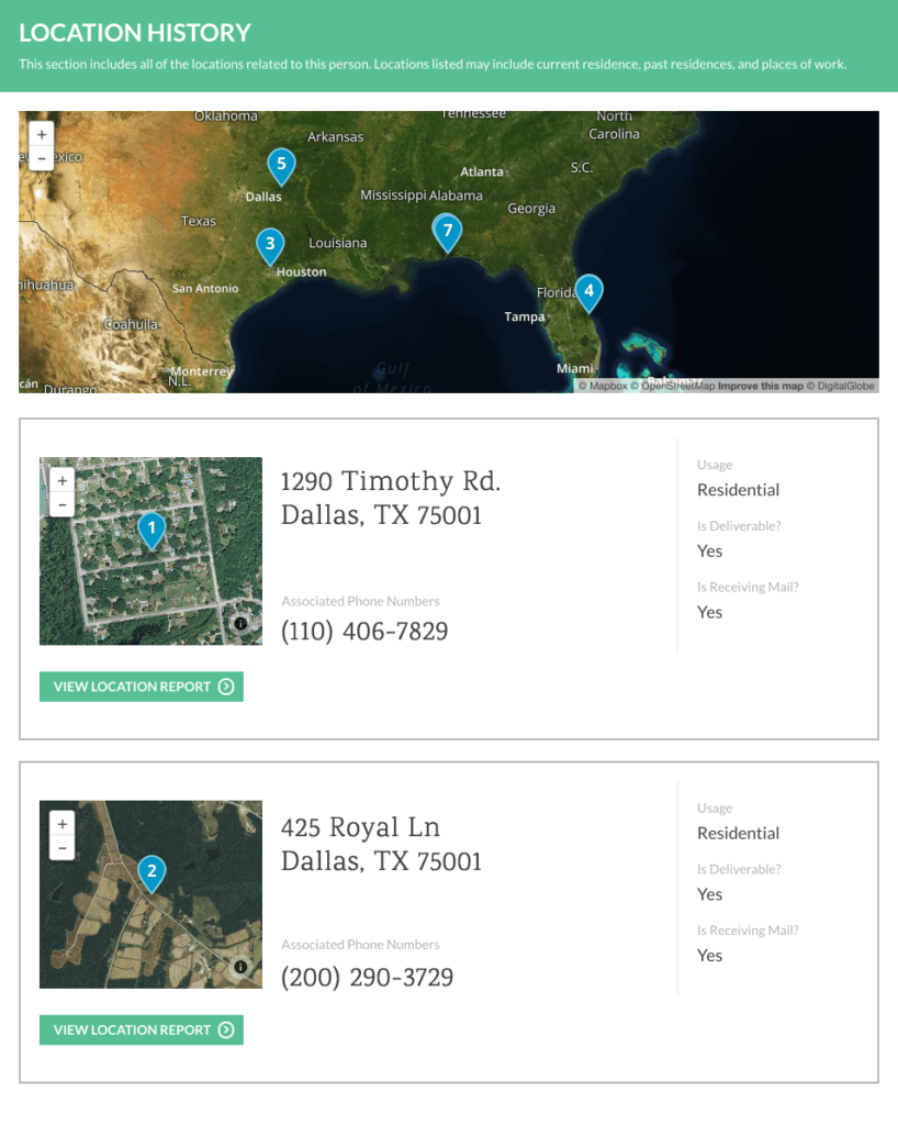 Address information report