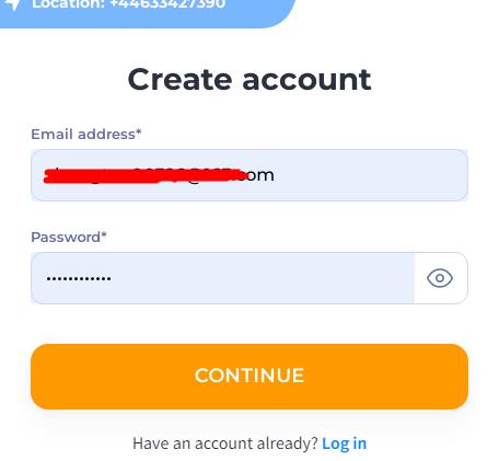 Register an account with an email address