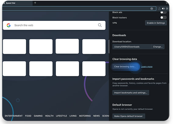 Haz clic en Borrar datos de navegación