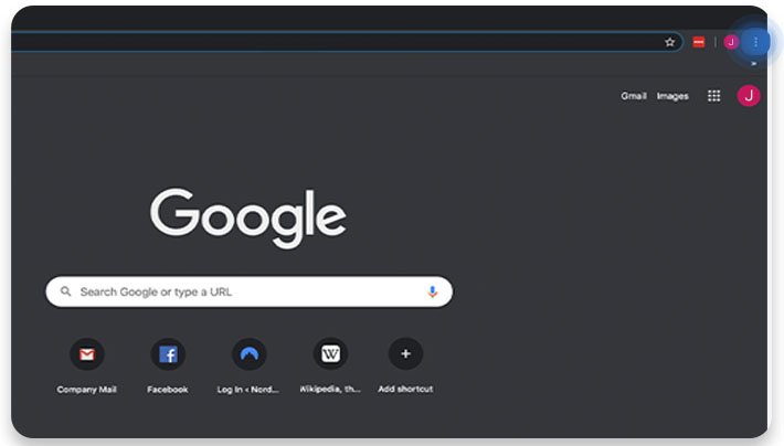 Click Customize and Control Options in Google Chrome
