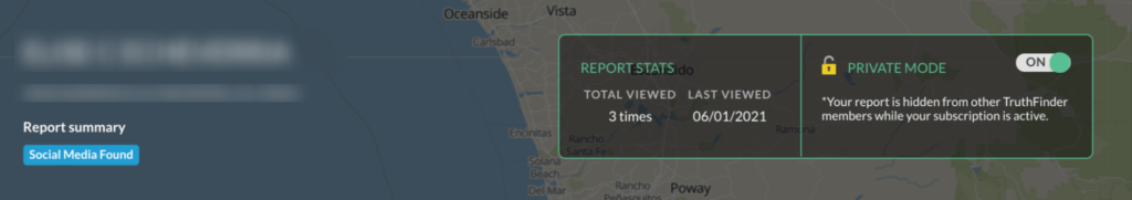 Captura de pantalla de las estadísticas del informe de búsqueda de personas de TruthFinder