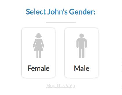 Gender option confirmation
